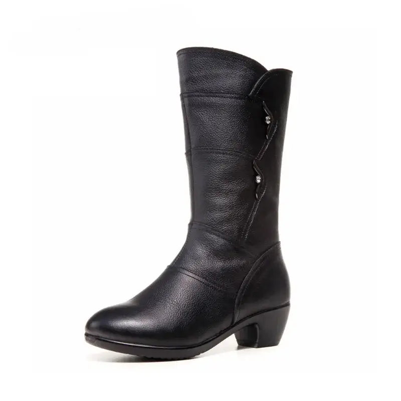 Mid-Calf Block Heel Winter Boot - Amy