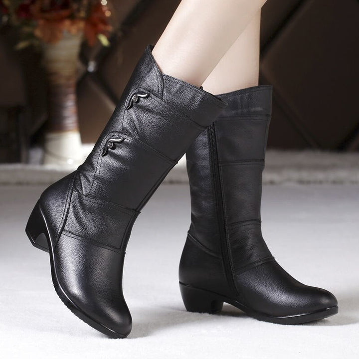 Mid-Calf Block Heel Winter Boot - Amy