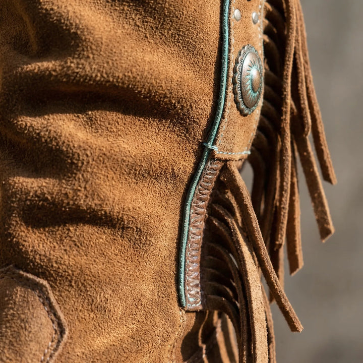 Mid-Calf Fringe Western Boots - Caroline