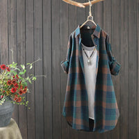 Checked Long Women's Blouse with a Smooth Fit – Rowen
