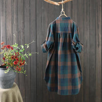Checked Long Women's Blouse with a Smooth Fit – Rowen