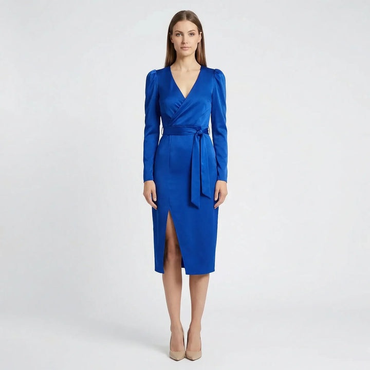 Midi Kleid Mit V Ausschnitt - Marleen