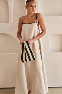 Sleeveless Beige Boho Maxi Dress in Linen Look – Elin