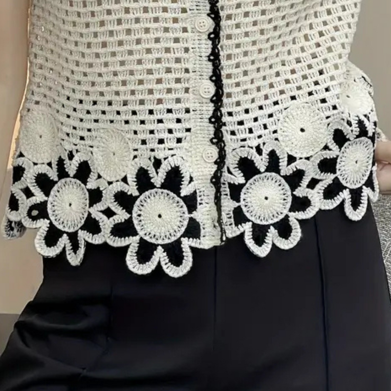 Trendy Openwork Blouse for Women - Livia