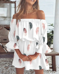 Trendy Boho mini dress with off-shoulder design and airy fit - Ysa