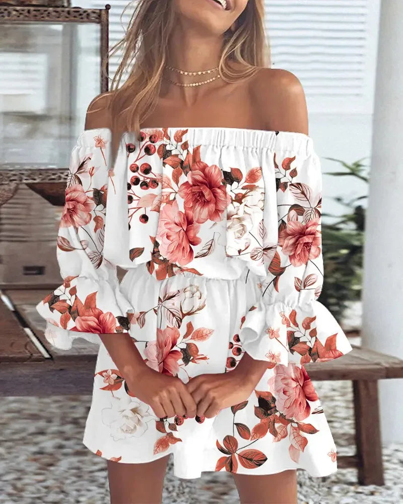 Trendy Boho mini dress with off-shoulder design and airy fit - Ysa