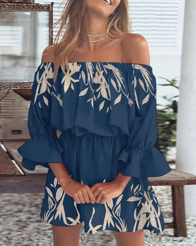 Trendy Boho mini dress with off-shoulder design and airy fit - Ysa