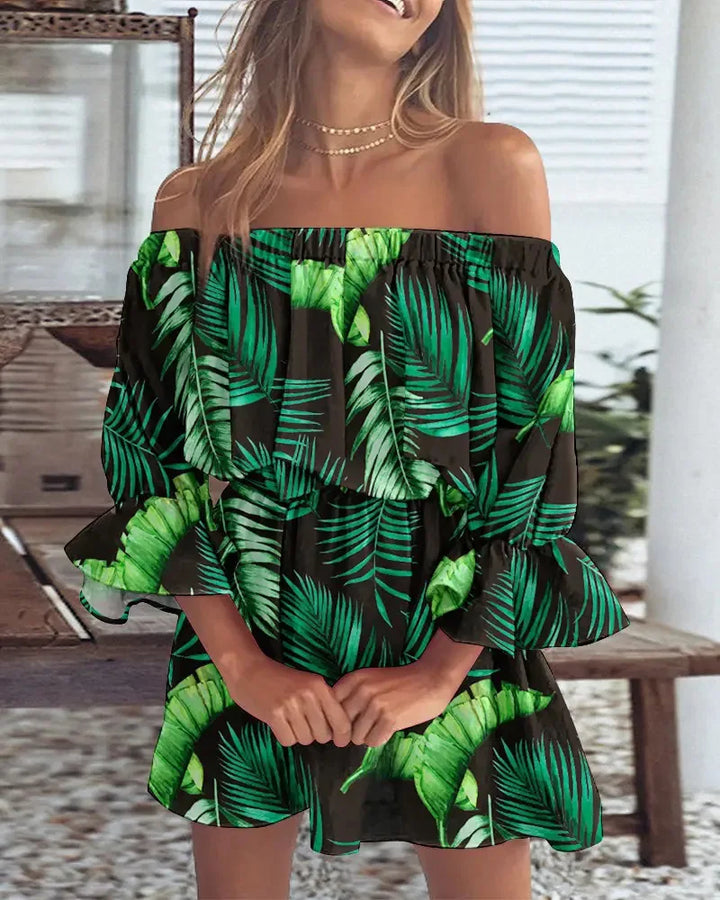 Trendy Boho mini dress with off-shoulder design and airy fit - Ysa