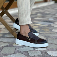 Vetersloze heren leren sneakers met gespspecificaties – Dante