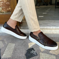 Vetersloze heren leren sneakers met gespspecificaties – Dante