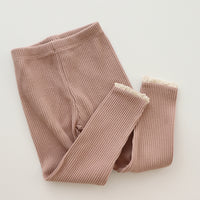 Ribbed Baby Leggings with Lace for Girls
