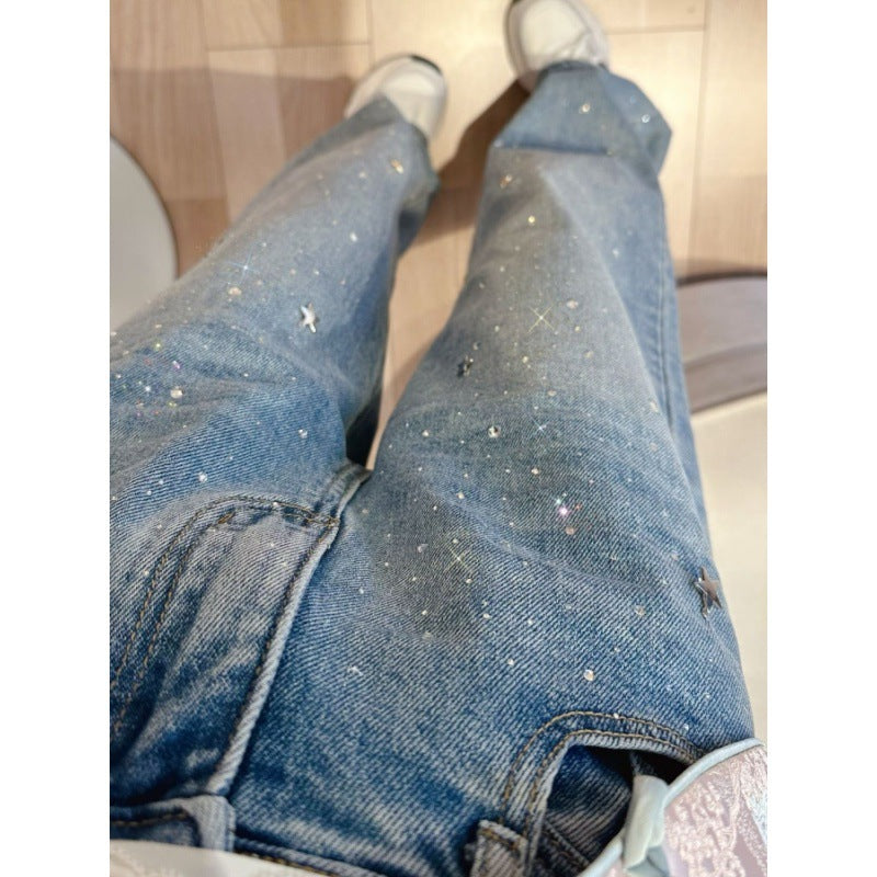 Women's Glitter Jeans for a Sparkling Look - Jade