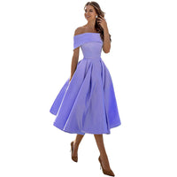 Off-shoulder & bodycon satin party dress - Mirella