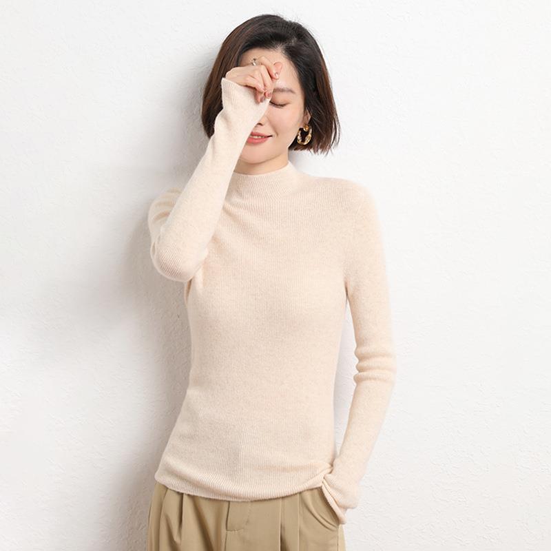 Knitted Women's Sweater with Half Turtleneck - Sophie