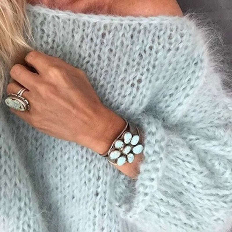 Luźny dziergany sweter damski – Freja