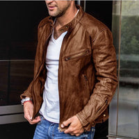 Leather Men's Jacket with Weather-Resistant Coating – Leandro