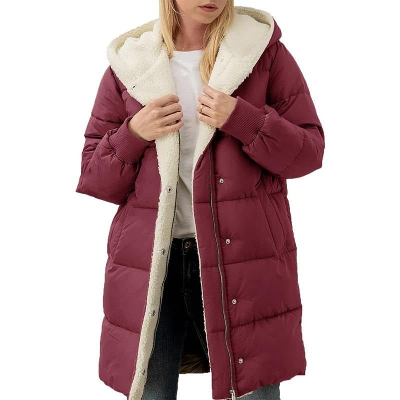 Dubbelzijdige Katoenen Dames Winterjas met Capuchon - Nina