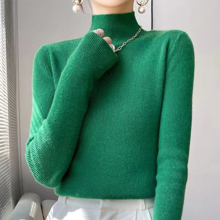 Knitted Women's Sweater with Half Turtleneck - Sophie