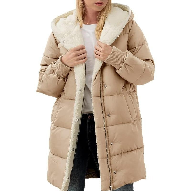 Dubbelzijdige Katoenen Dames Winterjas met Capuchon - Nina