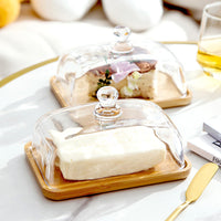 Wood and Glass Butter Dish - ButterElegance