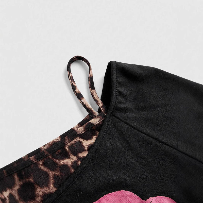 Trendy women's off-shoulder shirt with leopard print - Zaria