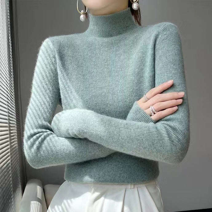 Knitted Women's Sweater with Half Turtleneck - Sophie