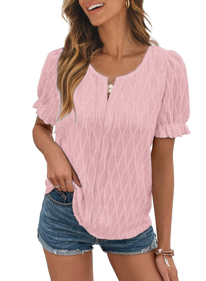 Airy & stylish women's puff sleeve shirt with lace detail – Noemi