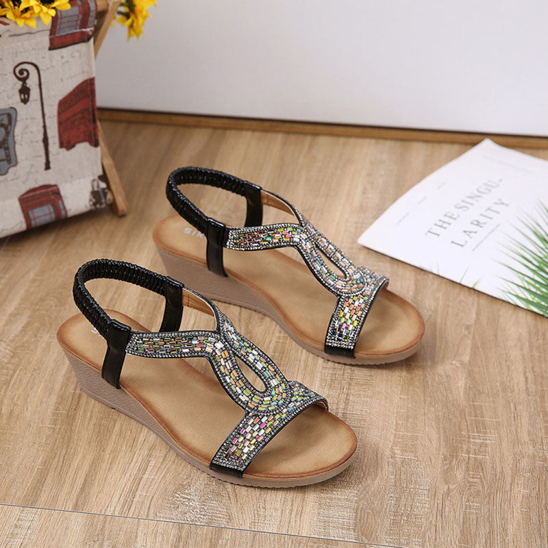 Luxury Women's Sandals with Wedge Heel – Celeste