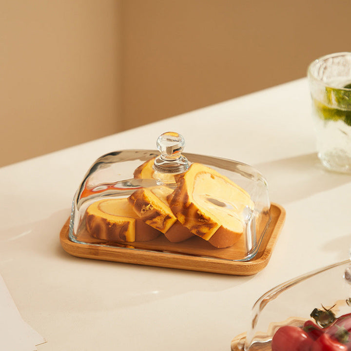 Wood and Glass Butter Dish - ButterElegance