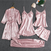 Satin slaapset 5-delig met kant voor dames – Liora
