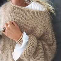 Luźny dziergany sweter damski – Freja