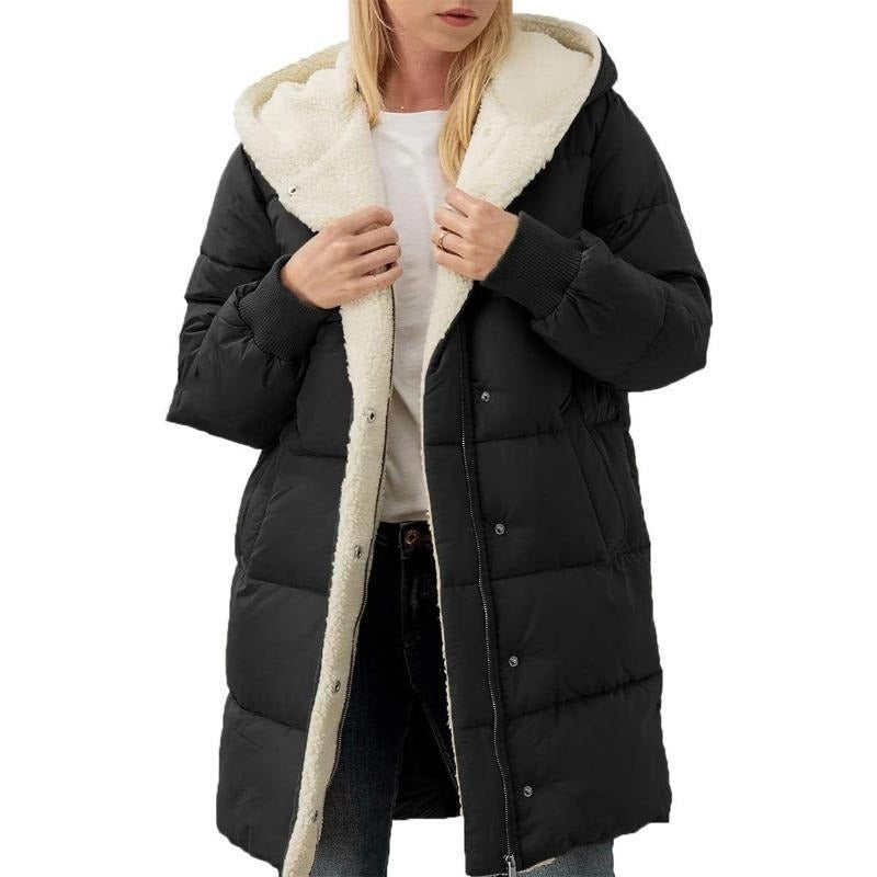Dubbelzijdige Katoenen Dames Winterjas met Capuchon - Nina