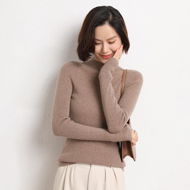 Knitted Women's Sweater with Half Turtleneck - Sophie