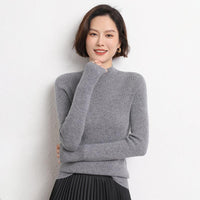 Knitted Women's Sweater with Half Turtleneck - Sophie