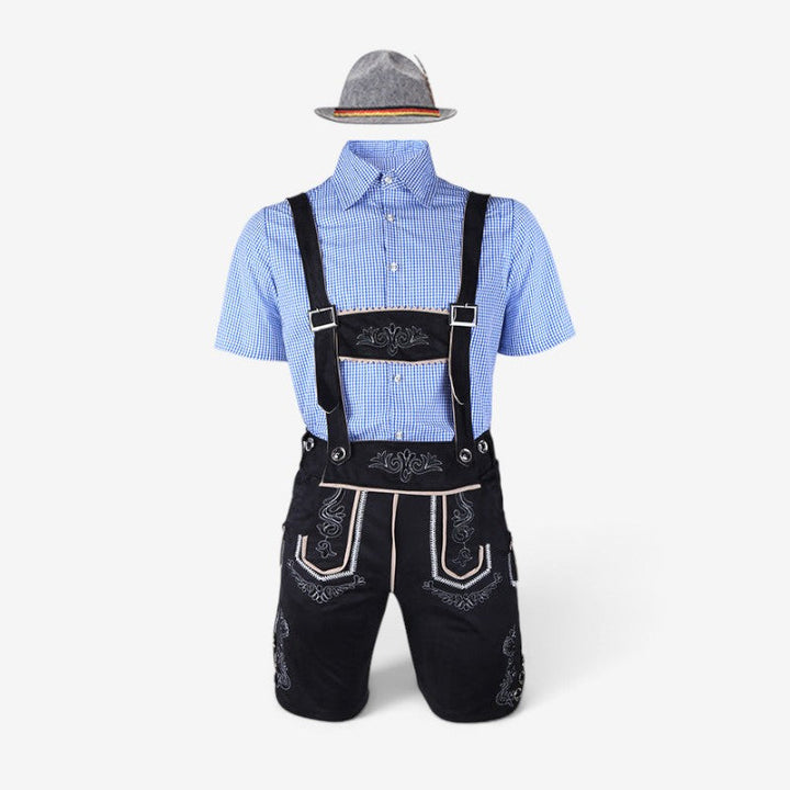 Men's Bavarian Costume Set with Lederhosen and Shirt 4