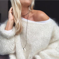 Luźny dziergany sweter damski – Freja