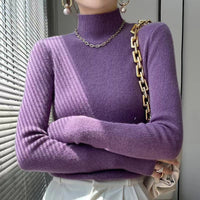 Knitted Women's Sweater with Half Turtleneck - Sophie