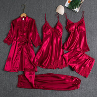 Satin slaapset 5-delig met kant voor dames – Liora