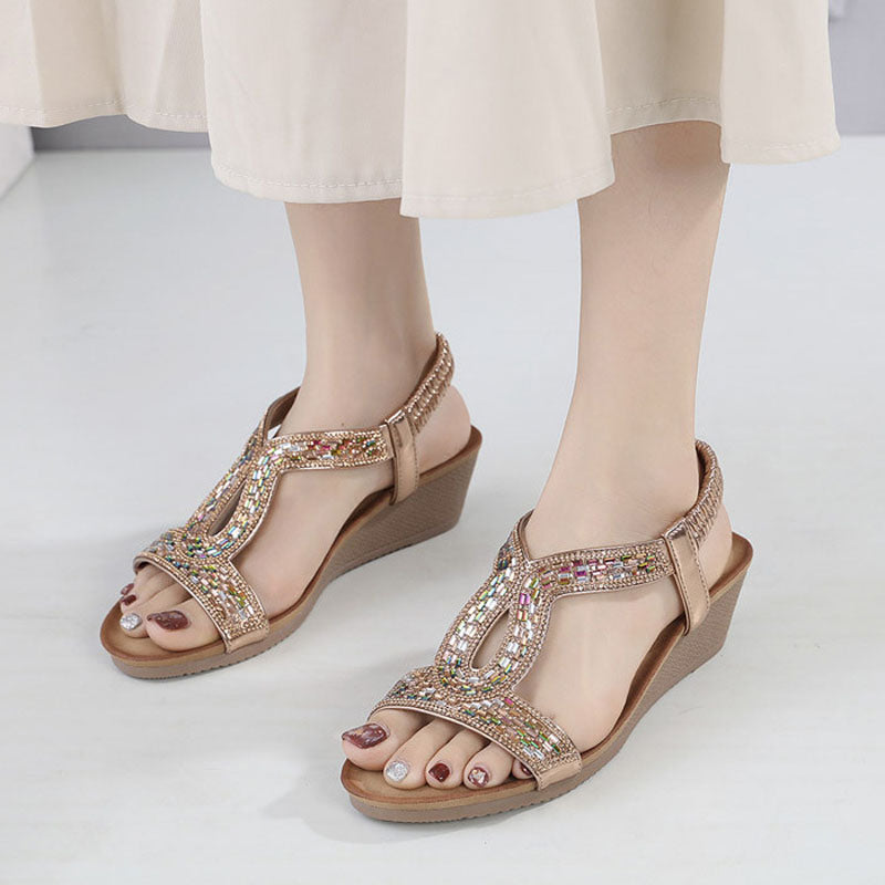 Luxury Women's Sandals with Wedge Heel – Celeste