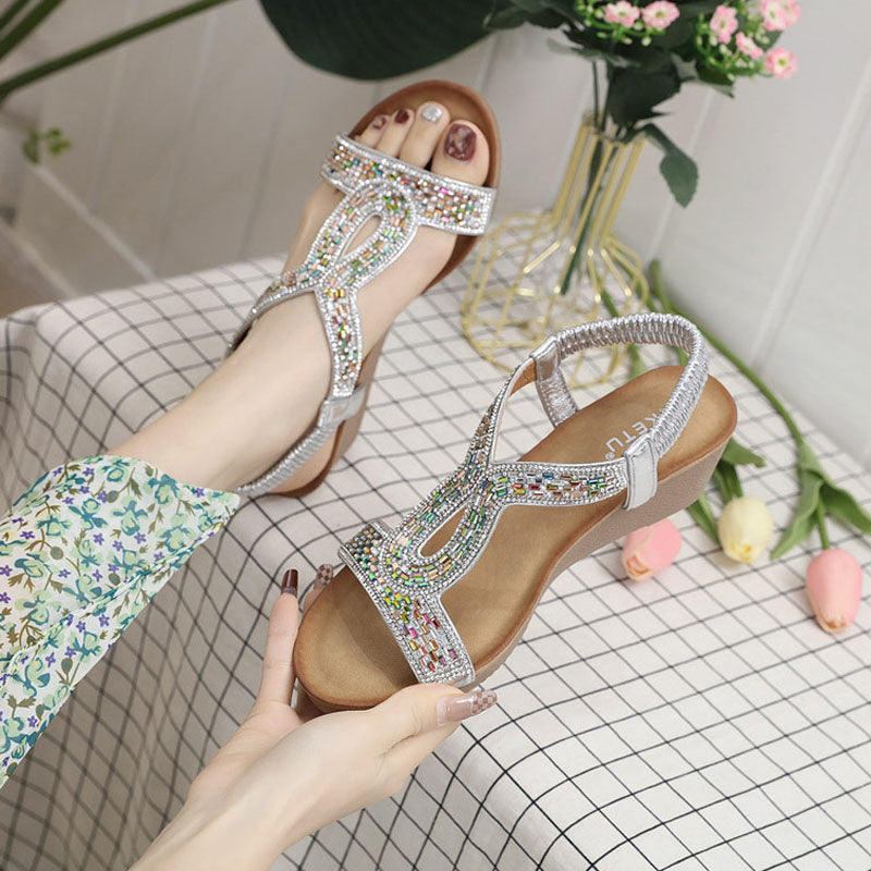 Luxury Women's Sandals with Wedge Heel – Celeste