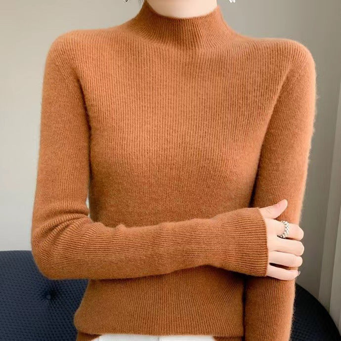 Knitted Women's Sweater with Half Turtleneck - Sophie