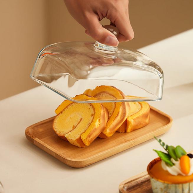 Wood and Glass Butter Dish - ButterElegance