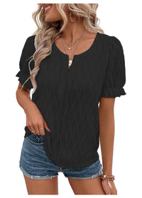 Airy & stylish women's puff sleeve shirt with lace detail – Noemi