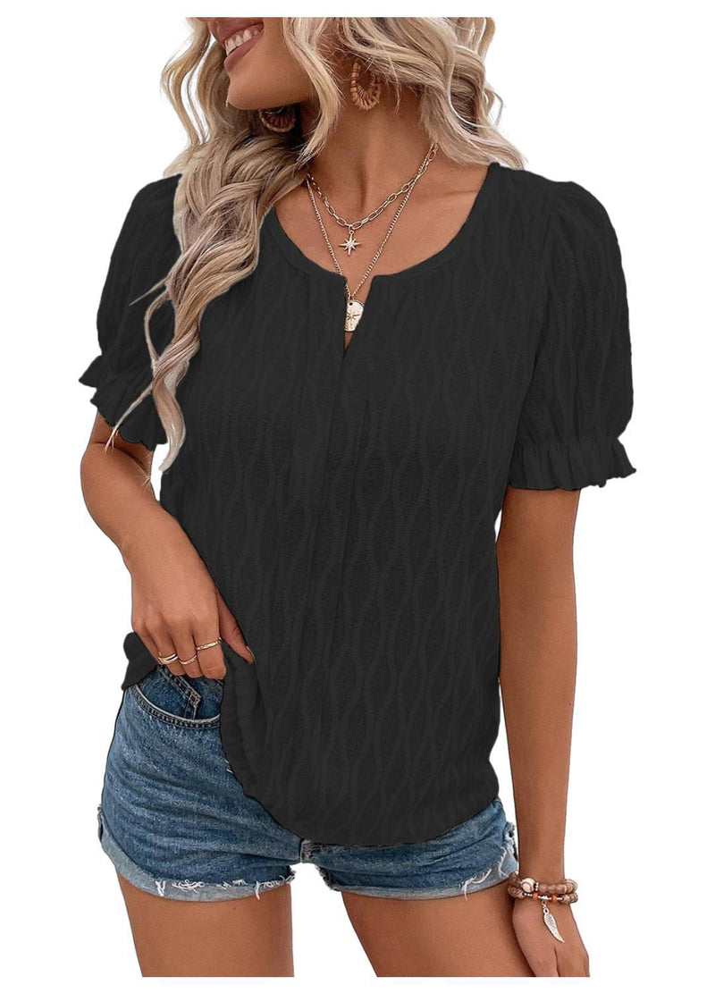 Airy & stylish women's puff sleeve shirt with lace detail – Noemi