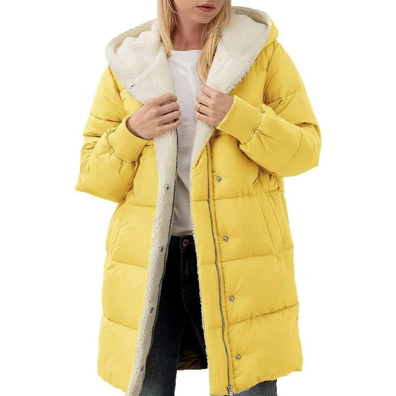 Dubbelzijdige Katoenen Dames Winterjas met Capuchon - Nina