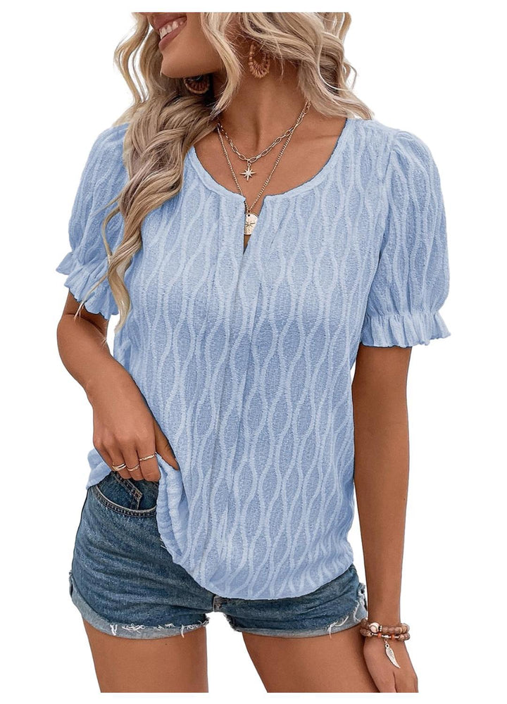 Airy & stylish women's puff sleeve shirt with lace detail – Noemi