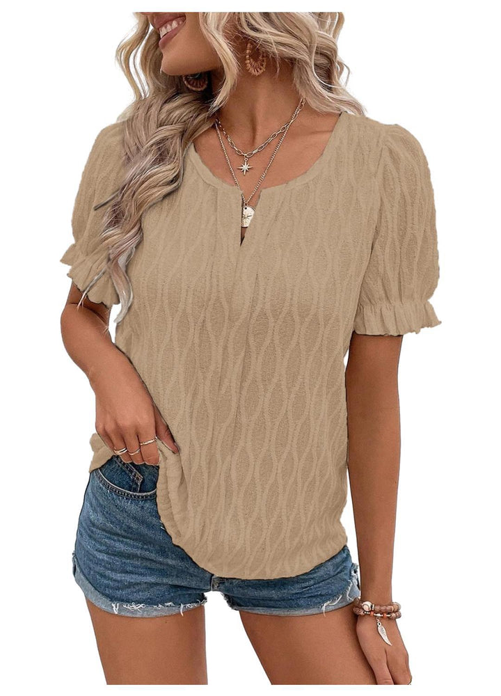 Airy & stylish women's puff sleeve shirt with lace detail – Noemi