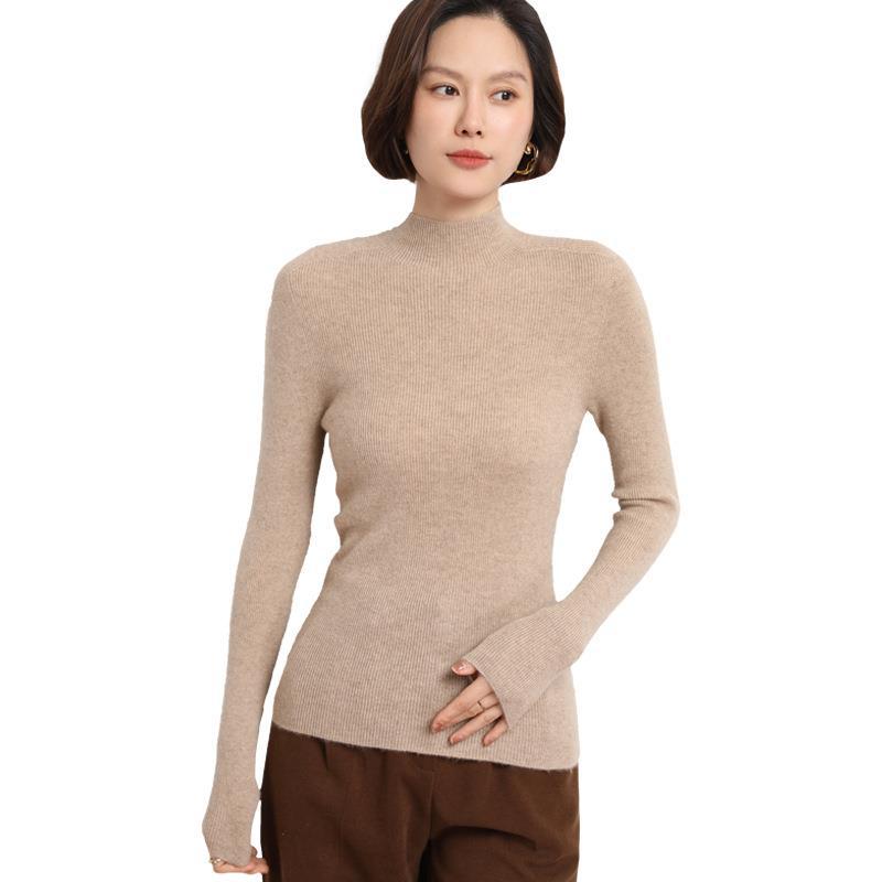 Knitted Women's Sweater with Half Turtleneck - Sophie