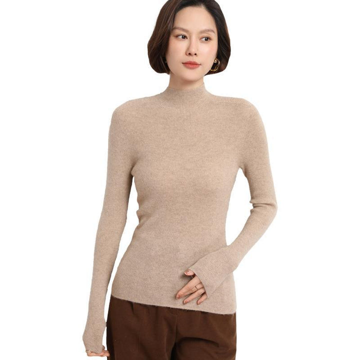 Knitted Women's Sweater with Half Turtleneck - Sophie