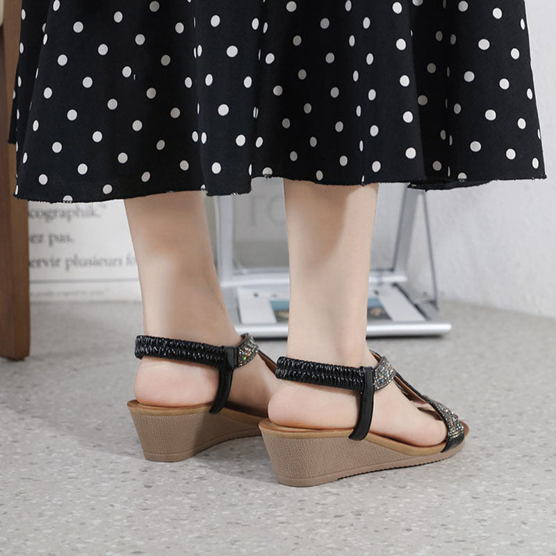 Luxury Women's Sandals with Wedge Heel – Celeste